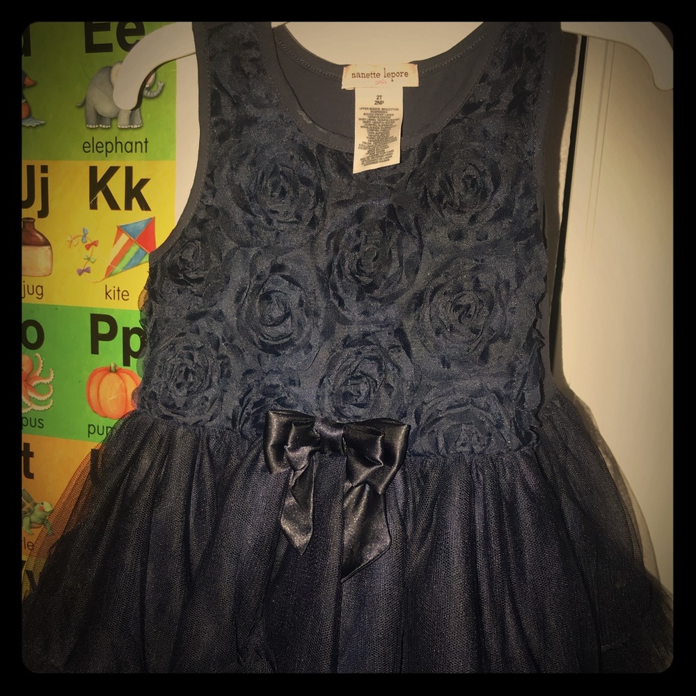 Navy blue floral dress 2T